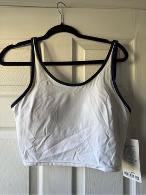 lululemon athletica White Crop Sports Bra with Navy Trim